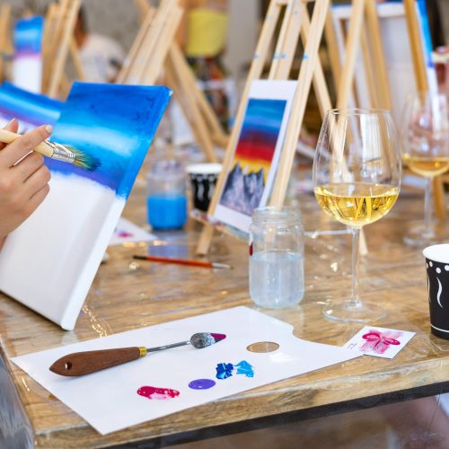 Creative Painting Party with Wine and Laughter